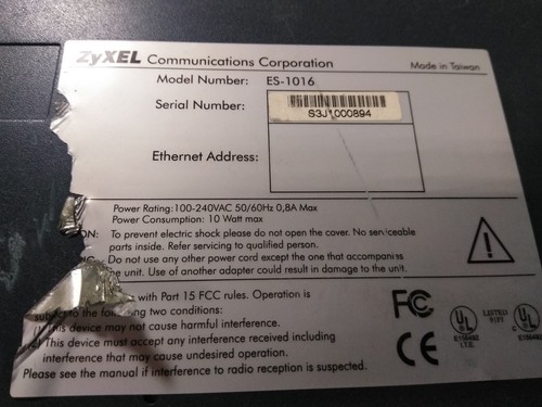 ZYXEL ES-1016 16 PORT SWITCH DIMENSION - Picture 3 of 5
