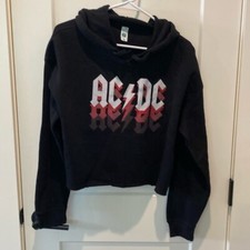 Lane Seven Ladies Hoodie.  Cut off at Bottom.  AC/DC Across Front.  Size Medium