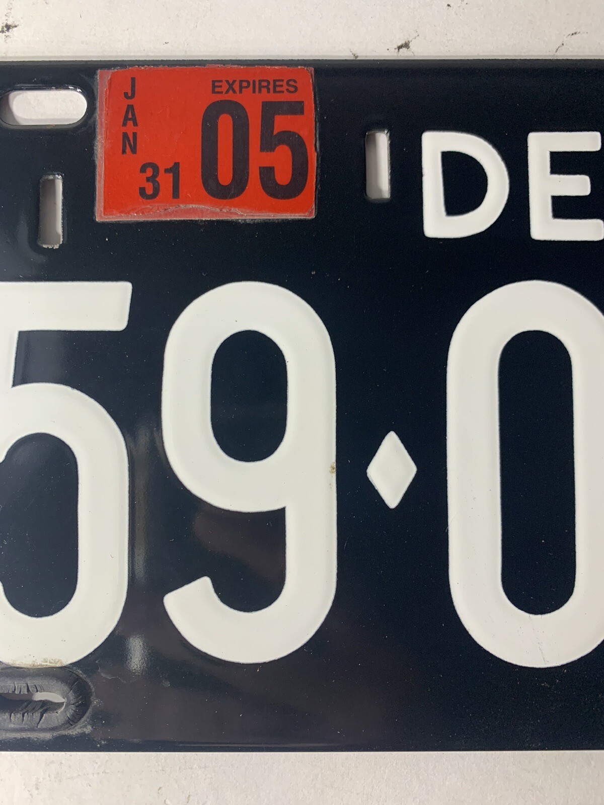 Delaware Porcelain License Plate Black 1997 Reproduction 9” x 5