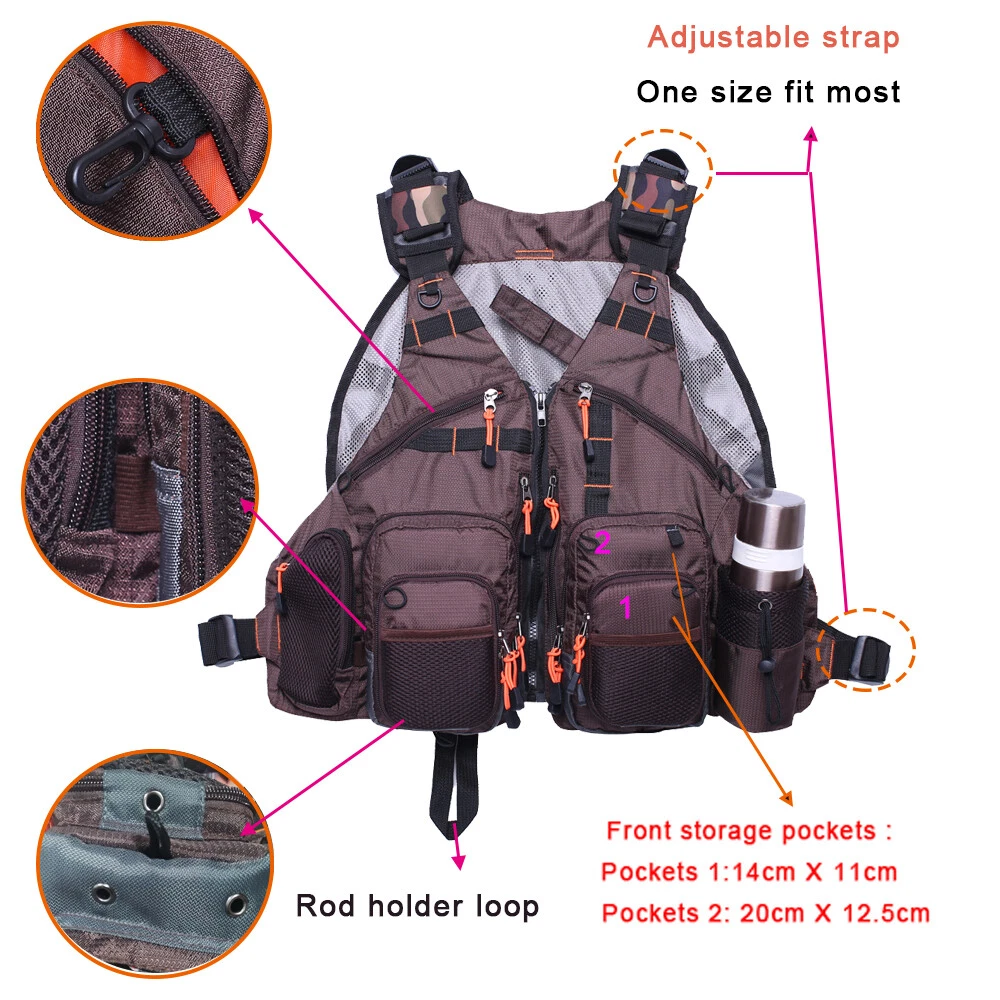 Kylebooker Fly Fishing Vest Backpack Chest Mesh Bag Adjustable Multi-pocket
Opens in a new window or