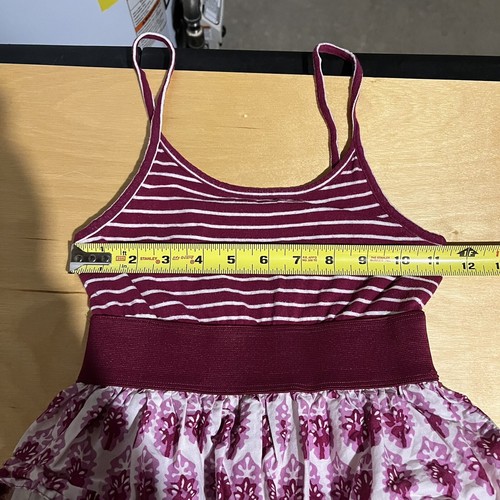 Est 1989 Place Girls Pink Stripe Dress Spaghetti Straps Layered Ruffle Hem Sz 10 - Picture 5 of 7