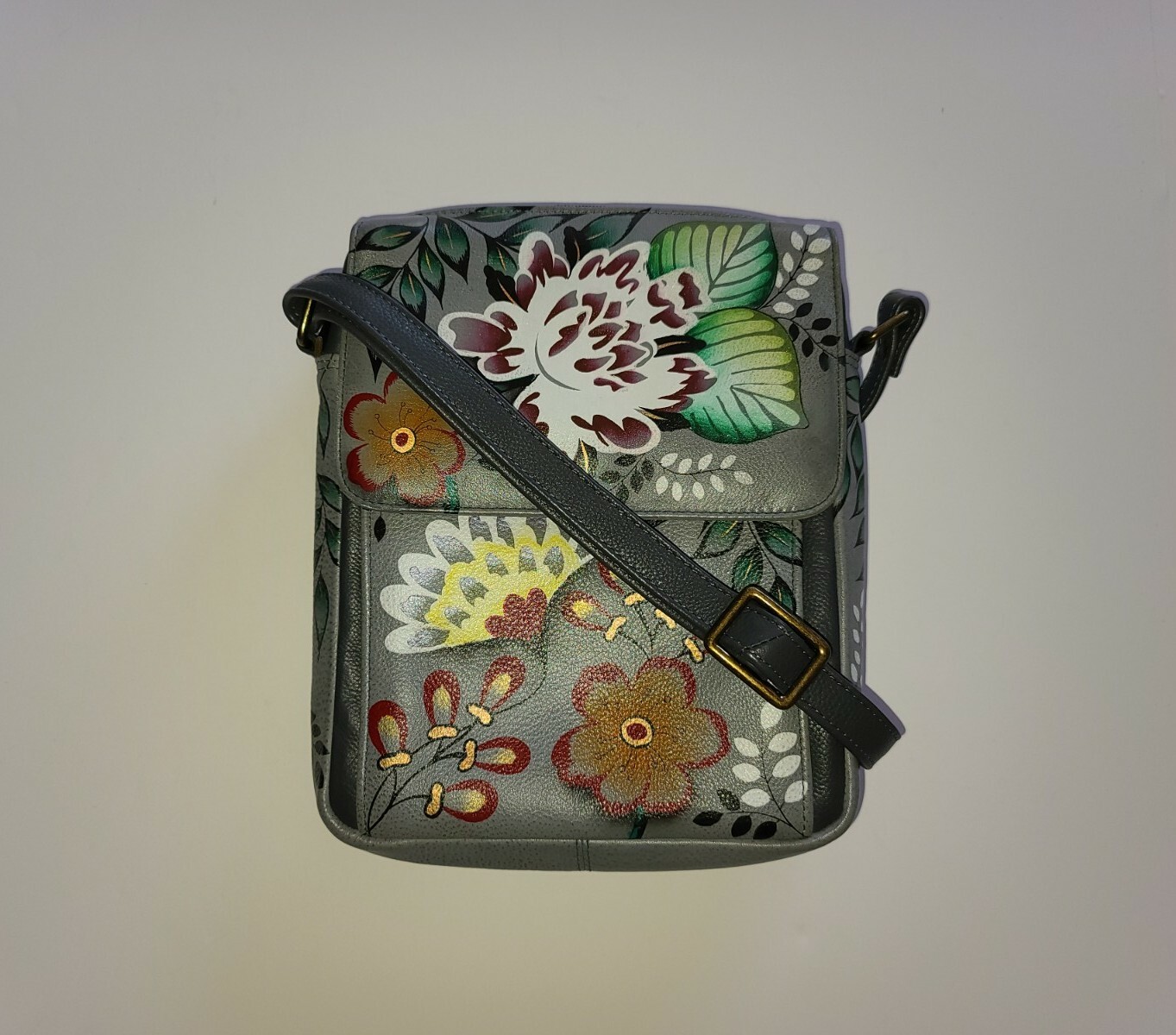 Anna by Anuschka Crossbody Messenger Leather Bag 8358… Gem