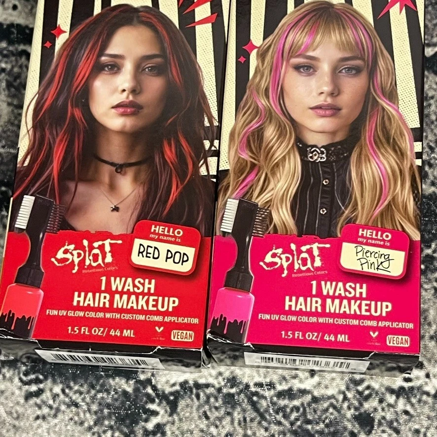 Beetlejuice SPLAT УФ зарево пирсинг розовый и красный поп волос макияж 1 каждый - Изображение 3 из 4