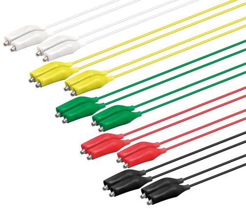 CONEXIONES 35CM CABLES CON PINZAS COCODRILO JUEGO 10U. 5 PARES COLORES BD3485 - Imagen 2 de 2