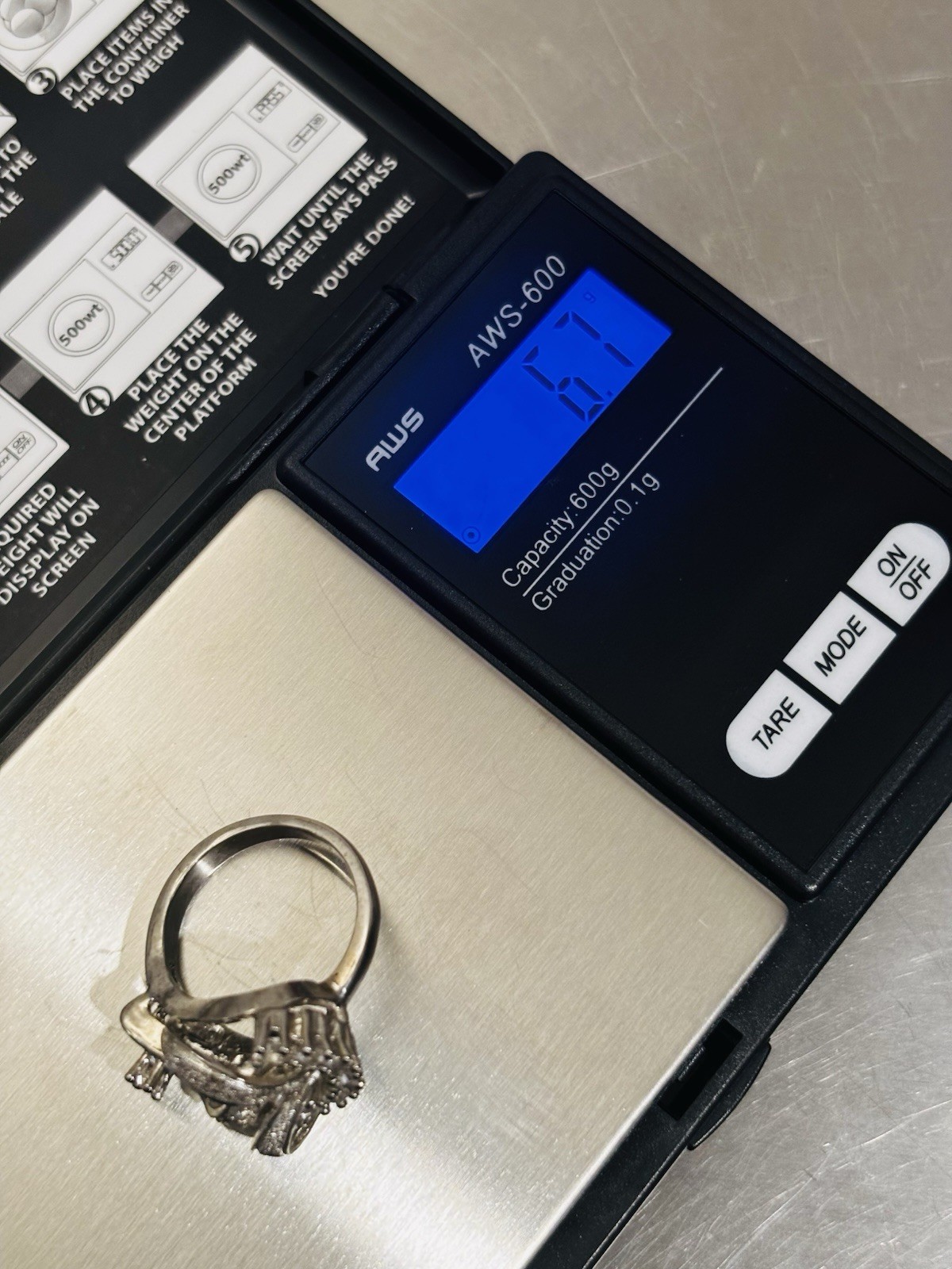 Vintage Rhinestone Cocktail Statement Ring .925 - image 6