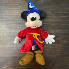 Disney Parks Sorcerer Mickey Mouse Fantasia Plush Red Robe Wizard Hat 16 Inch