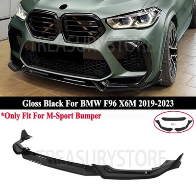 For BMW F96 X6M 2019-2023 MP Style Gloss Black Front Bumper Lip Splitter Spoiler