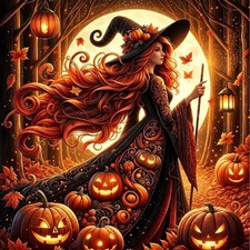Halloween Witch Jx0499 Us Diamond Art Kit for Adults 14 x 14 Inch