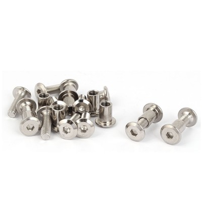 Metal hexagon socket nuts rod fasteners 6mmx20mm 10pcs
