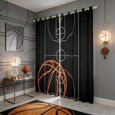 Basketball Court Print Curtains,Ball Sports Games Themed Window Curtains for ...