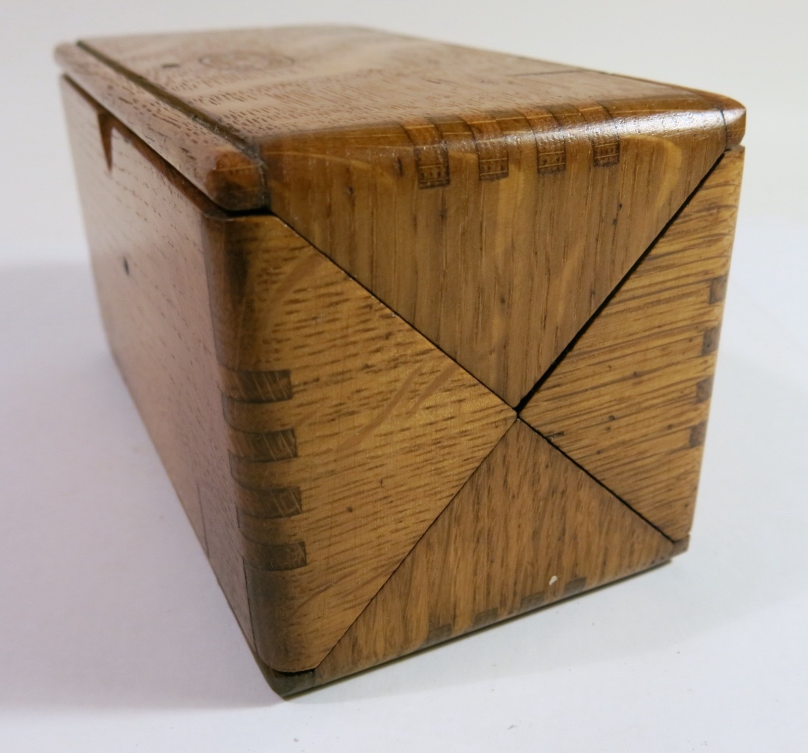 Antique Refinished Solid Oak 1889 Accessory Puzzle Box—Singer Sewing Machine