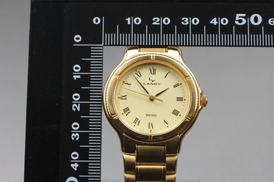 Vintage 1987 N MINT Seiko Landy 5P31-6B10 Gold Round Quartz Mens