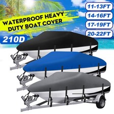 11-22FT Heavy Duty Boat Speedboat Cover 210D Waterproof Fish Ski V-Hull Marine
