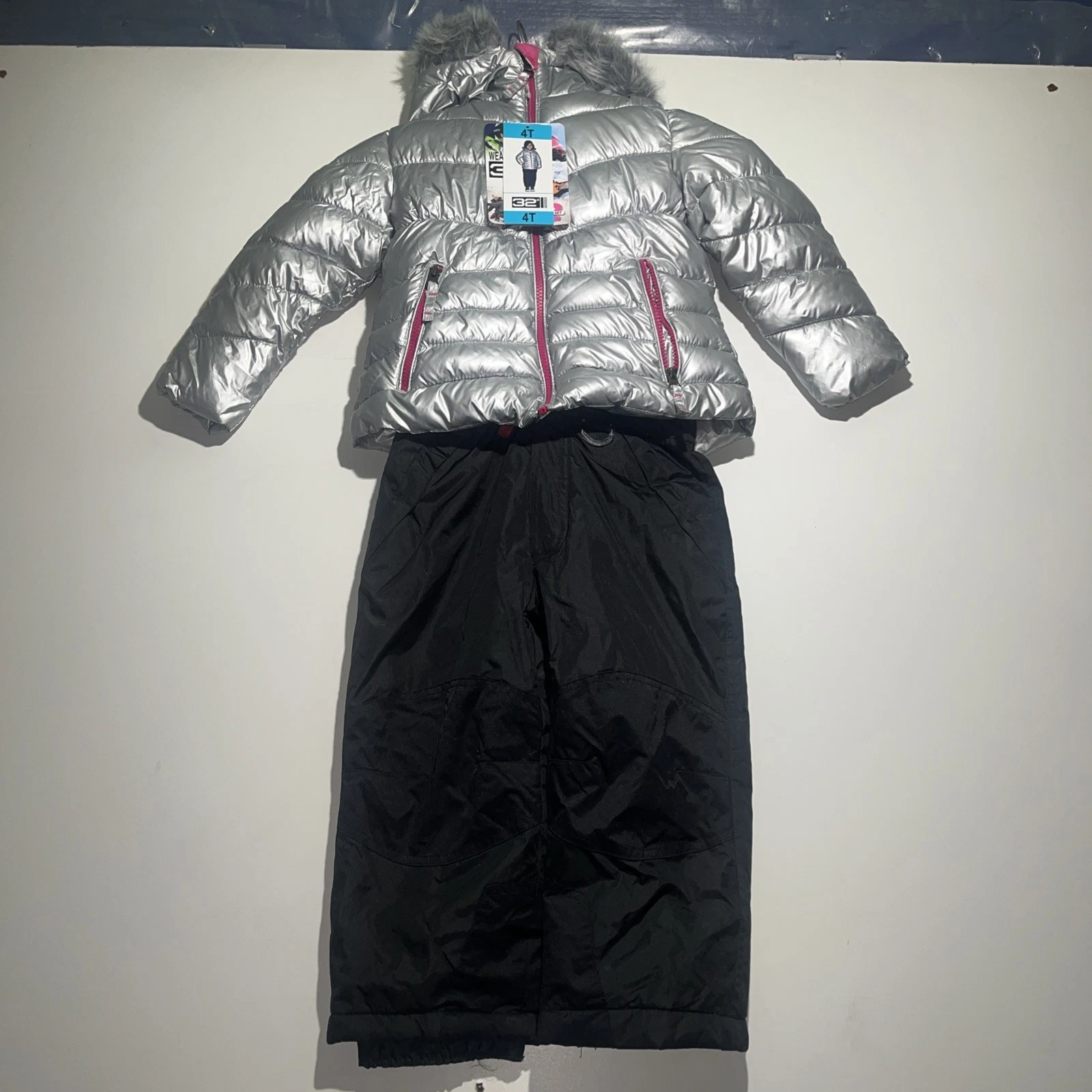 Weatherproof 32 Degrees Snow Jacket Bib Pants Youth Girls Kids Size 4T 2 piece