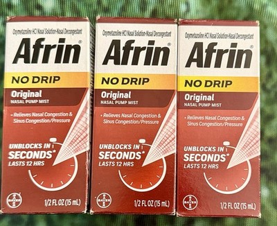 (3) Afrin No Drip Nasal Pump Mist *09/2026* Original 15 ml Exp 08/2026