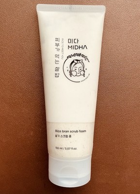 MIDHA Rice Bran Scrub Foam Face Cleanser-Korean Skincare -Vegan-Fragrance Free