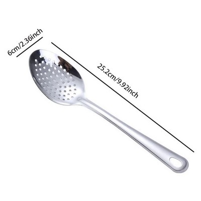 1pc Stainless Steel Kitchen Strainer Spoon - Food Scoop, Perforated Skimmer & Co