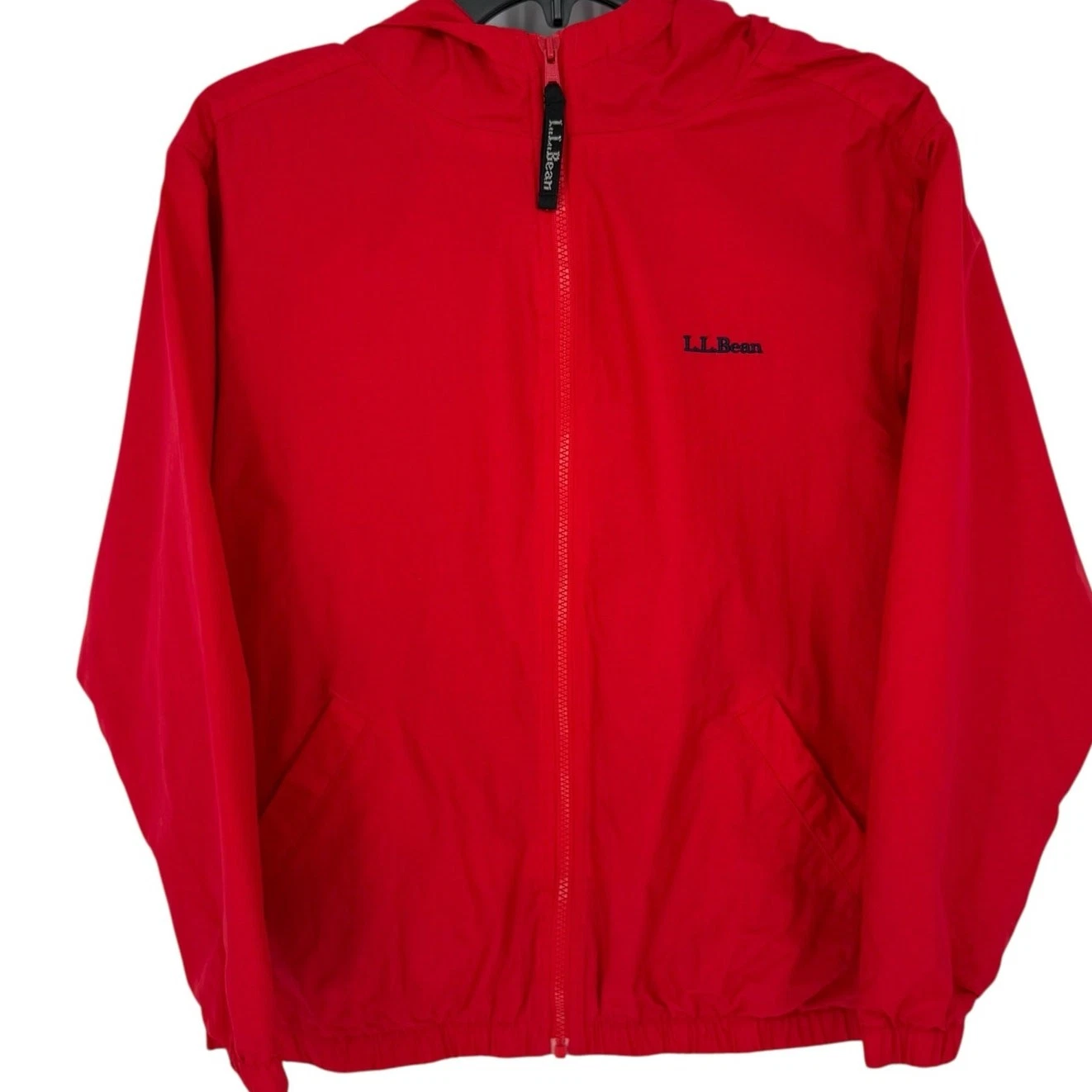 Vintage 90s Y2K L.L. Bean Kids Nylon Full Zip Hoodie Jacket L Bright Red