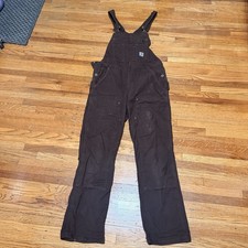 Carhartt Women  s Double-Front Bib Overalls Rugged Flex Canvas Brown Size Medium