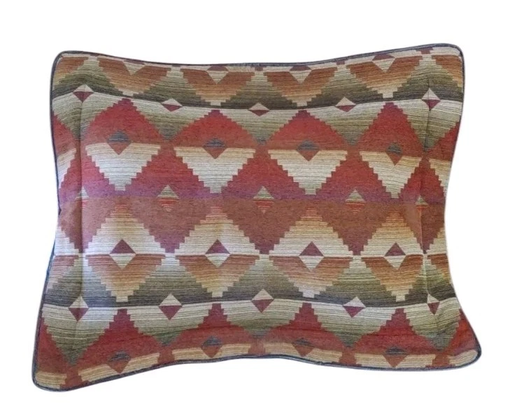 Croscill Santa Fe Aztec 2 Chenille Pillow Shams Quilted  Southwestern Sz 27 X21  - Image 3 of 4