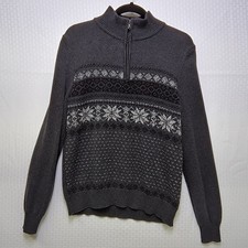 Croft  Barrow Mens Quarter Zip Sweater Medium Gray Knit Collar