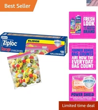 Gallon Food Storage Slider Bags, Durable, 18 Count Packaging May Vary