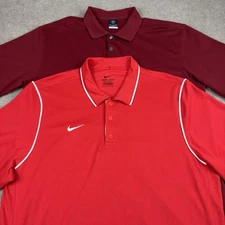 Lot of 2 NIKE Golf Shirt Mens XL Performance Polo Golfer Red & Burgandy Dri-Fit