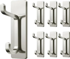pickpiff Wall Hooks for Coat and Towel: 13LB Adhesive 6 Pack, Brushed Nickel 