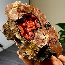 2.78LB Natural red volcanic rock agate raw stone quartz crystal mineral