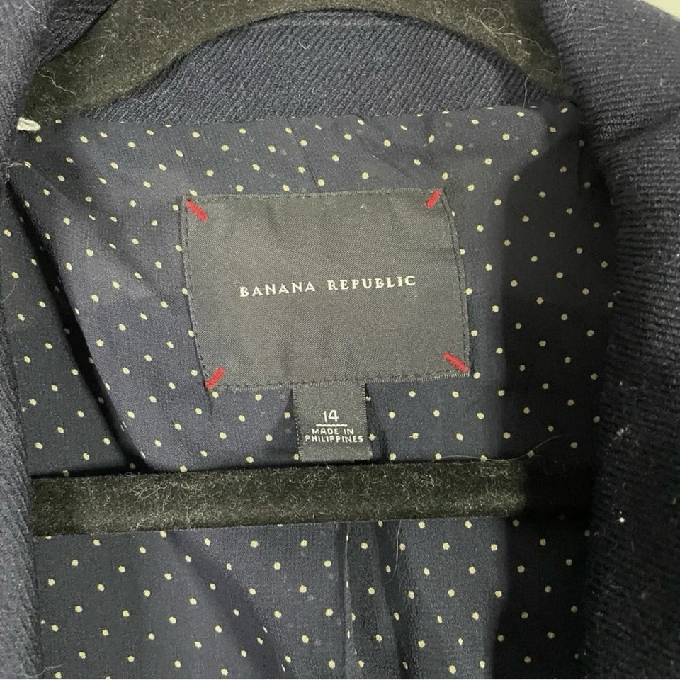 Blazer Traje Chaqueta Banana Republic Exterior Lana Seda Interior Azul Marino Talla 14 Foto 3 de 4