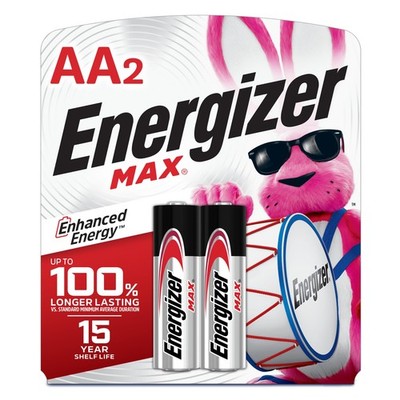 Energizer MAX Alkaline Double A Batteries, 2 2 Count (Pack of 1), SILVER