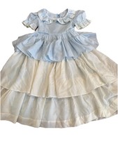 Girls Dress VTG Tiered Layered Party Ruffle Blue Princess Fancy Full 6 8 FLAW