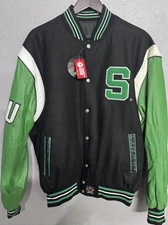 Vintage JH Design Michigan State Spartans Reversible Leather Jacket XL #5345