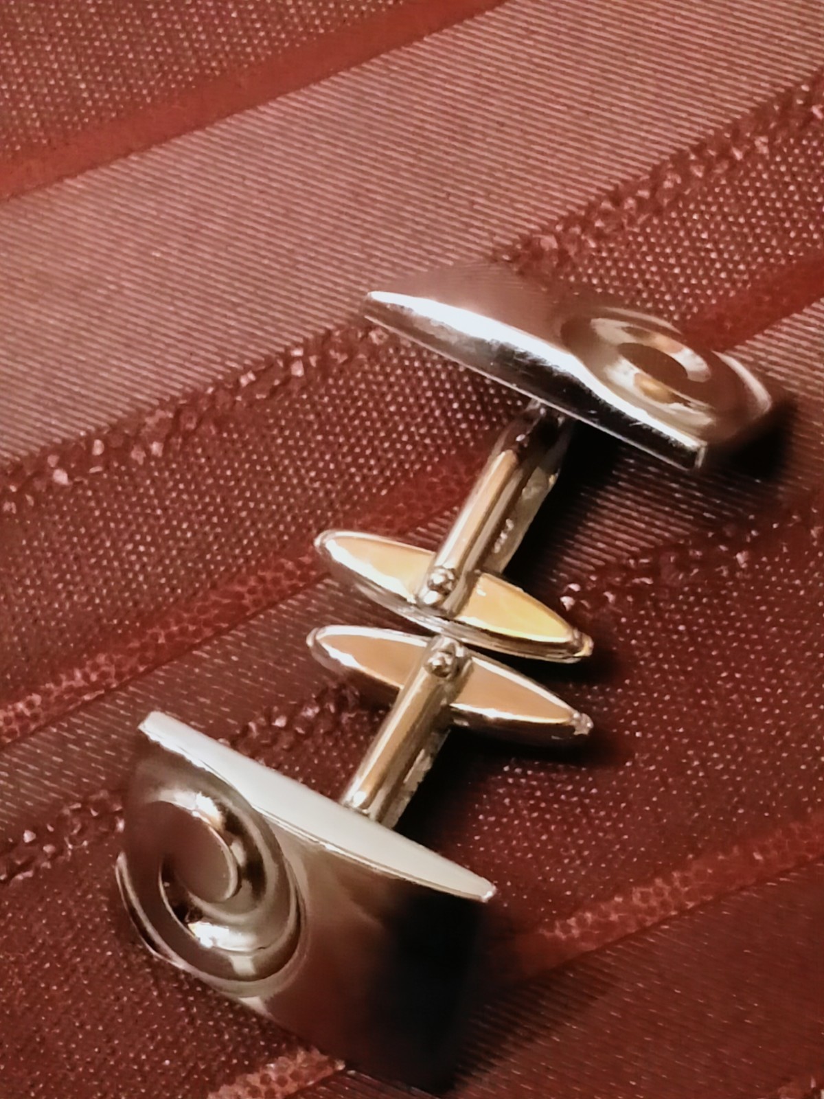 Solid Silver Modern Rectangular Cufflinks Spiral … - image 8