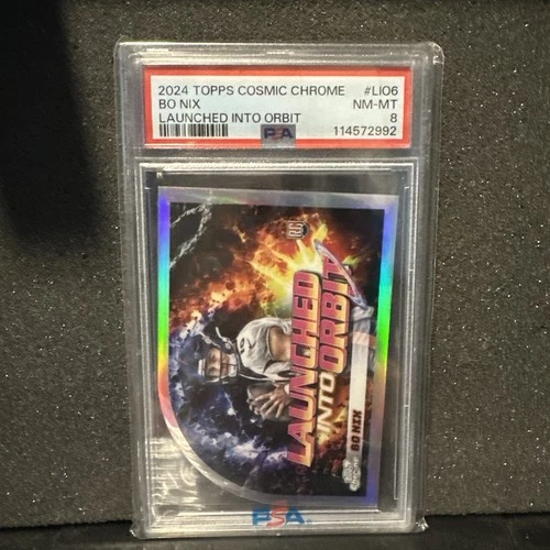 2024 Topps Cosmic Chrome Bo Nix Launched Into Orbit RC PSA 8