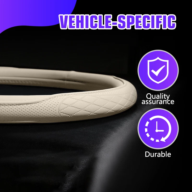 14.5-15.5" Car Steering Wheel Cover Non Slip Leather Sports Grip Universal Foto 4 de 4