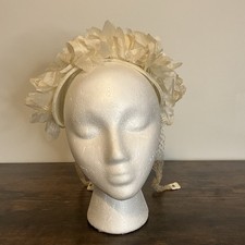 Vintage Ivory Floral Fascinator Hat w/ Net Veil   Bridal / Wedding / Tea Party