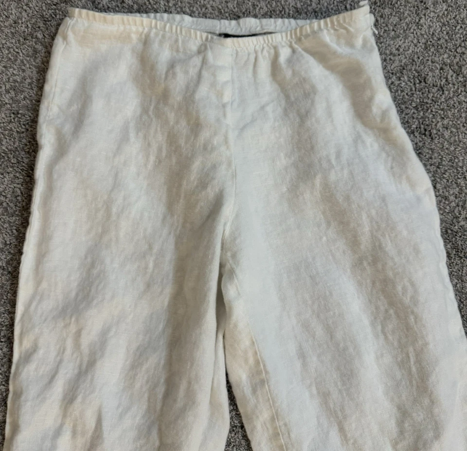 Eileen Fisher Women's Petite Size PS Small White 100% Linen Casual Pants (C2) - Image 2 of 4