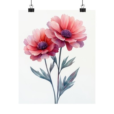Boho Pink Aster Flower Art Print Poster, Minimalist Floral Wall Art 5