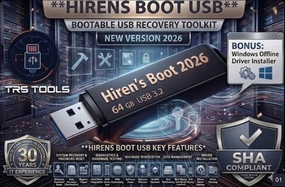 Hirens Boot 2026 Bootable PC Repair & Diagnostic USB   System Refresh Toolk