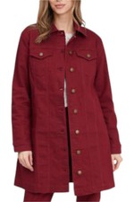 DG2 by Diane Gilman Women's Stretch Denim Longline Car Coat Cabernet