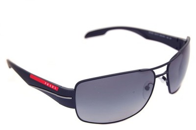 PRADA SPORT 53NS DG05W1 POLARISIERT 65mm Herren große quadratische Sonnenbrille SCHWARZ GUMMI