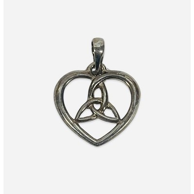 Solvar Silver Heart & Trinity Knot Necklace Pendant Only 925 Sterling Irish