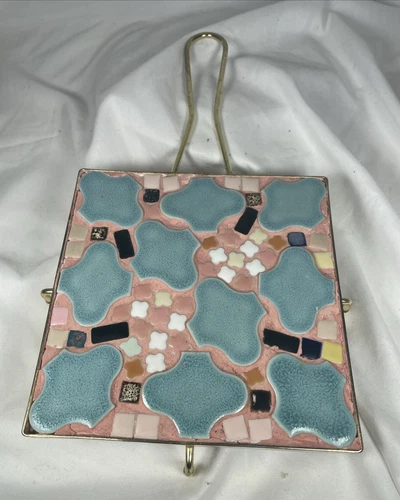Vintage Mid Century Modern Mosaic Tile Trivet - Multicolor Ceramic Hot Plate video thumbnail