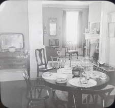 Domestic Art - Dining Room And Living Room, c1910s Magic Lantern Glass Slide