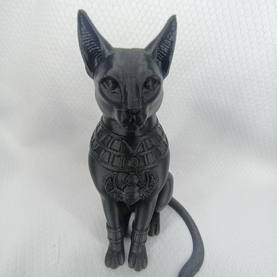 Schwarze Ägyptische Katze Statue, antike Ritualdeko