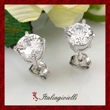 Orecchini Punto Luce Brillanti 8 mm in Argento 925 Rodiato Oro Bianco Donna