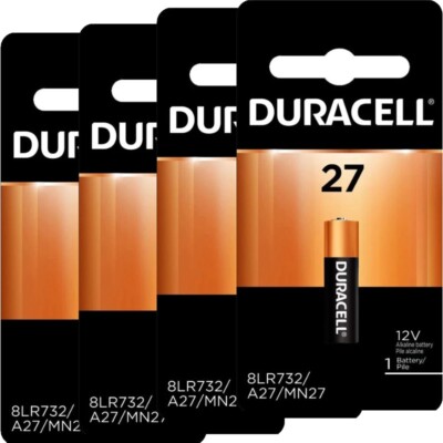 4 Pcs Duracell 27 Alkaline 12V Battery (A27, MN27, GP27A, 8LR732)