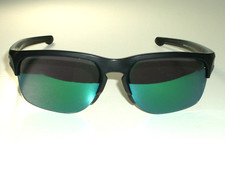 OAKLEY OO9414-0563 63 10 140 GREEN MIRRORED SLEEK BLACK SPORT SUNGLASSES NrMINT