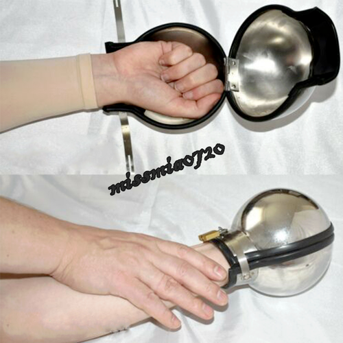 Stainless Steel Metal Ball Handcuff Constraint Wrist Cuffs Lock Mittens
